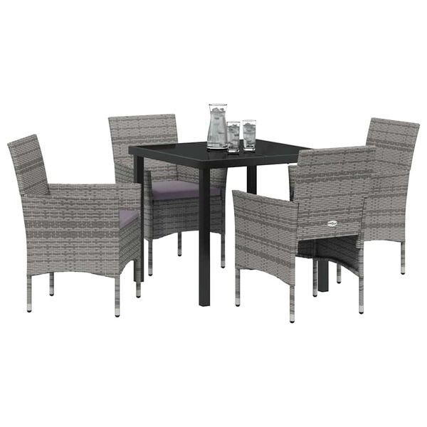 vidaXL Ensemble de salle &agrave; manger pour jardin 5 pcs Gris polyrotin