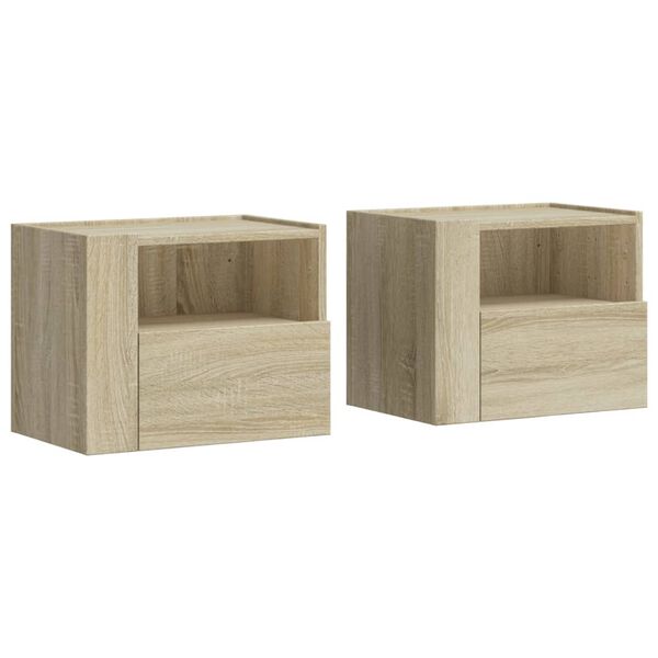 vidaXL Tables de chevet murales 2 pcs ch&ecirc;ne sonoma 45x30x35 cm