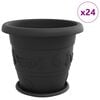 vidaXL Pots de plantes 24 pc Noir &Oslash; 39 x 32 cm Plastique
