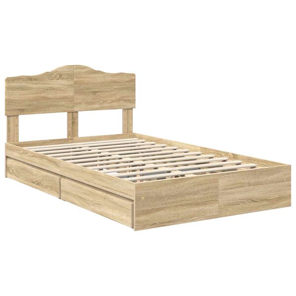 vidaXL Lit de Rangement Ch&ecirc;ne Sonoma 120 x 200 cm Bois d'ing&eacute;nierie