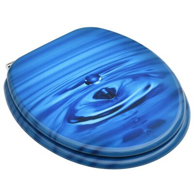 vidaXL Sièges de toilette avec couvercle 2 pcs MDF Bleu Gouttes d'eau