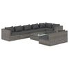 vidaXL Salon de jardin 9 pcs avec coussins Gris R&eacute;sine tress&eacute;e