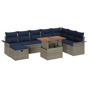 vidaXL Ensemble de canap&eacute; de jardin 9 pc Gris polyrotin