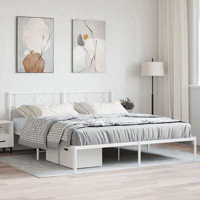 vidaXL Cadre de lit métal sans matelas et tête de lit blanc 183x213 cm