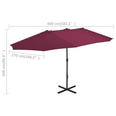 vidaXL Parasol d'extérieur avec mât en aluminium rouge bordeaux