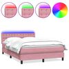 vidaXL Sommier &agrave; lattes de lit avec matelas et LED rose 140x210 cm velours