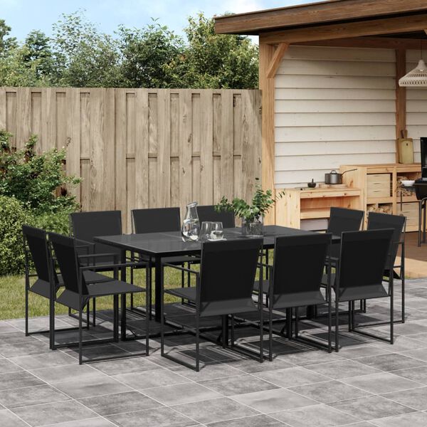 vidaXL Ensemble &agrave; manger de jardin 11 pcs noir textil&egrave;ne