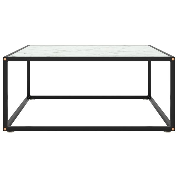 vidaXL Table basse Noir avec verre marbre blanc 80x80x35 cm