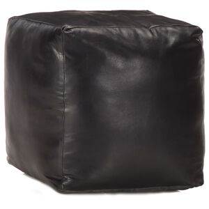 vidaXL Pouf 40 x 40 x 40 cm Noir Cuir v&eacute;ritable de ch&egrave;vre