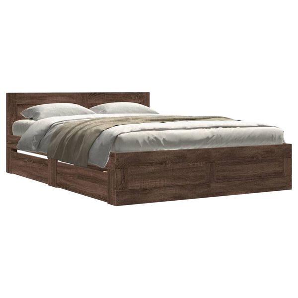 vidaXL Cadre de lit et t&ecirc;te de lit sans matelas ch&ecirc;ne marron 120x190cm