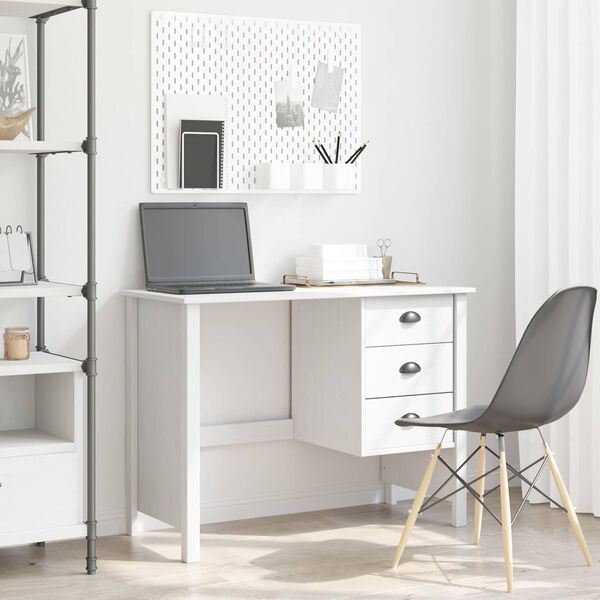 vidaXL Bureau avec tiroirs avec tiroir Hill Blanc 100 x 45 x 74 cm