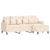 vidaXL Canap&eacute; &agrave; 3 places avec repose-pieds Cr&egrave;me 180 cm Velours