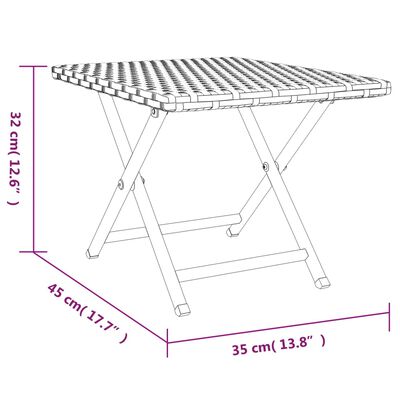 vidaXL Table pliable marron 45x35x32 cm résine tressée