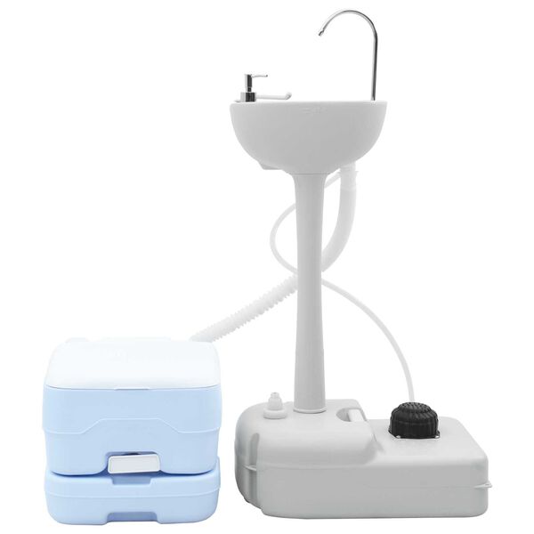 vidaXL Toilette de Camping 2 pcs Bleu et Blanc