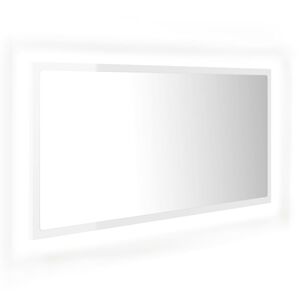 vidaXL Miroir &agrave; LED de bain Blanc brillant 90x8,5x37 cm Acrylique