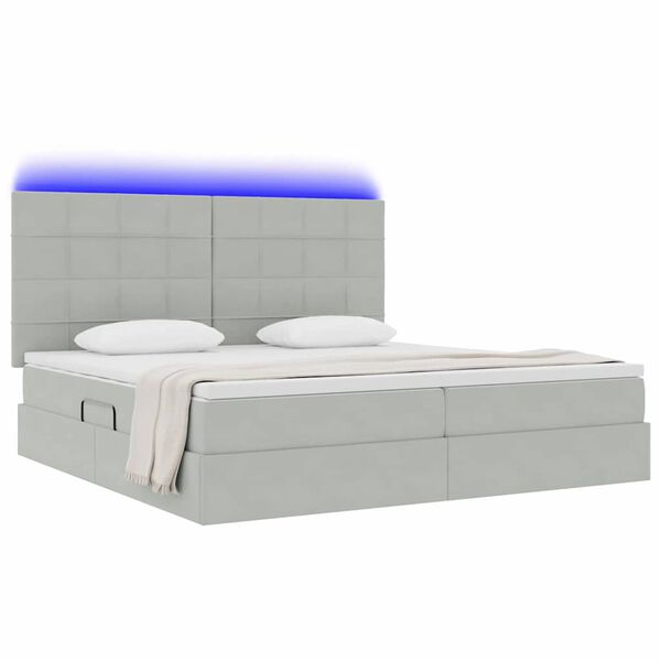 vidaXL Lit avec rangement et LED Gris clair 200 x 200 cm Velours