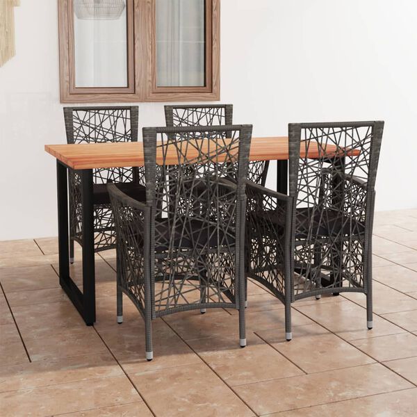 vidaXL Ensemble &agrave; manger de jardin avec coussins 5 pcs r&eacute;sine tress&eacute;e