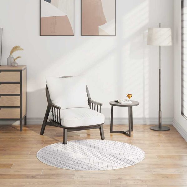 vidaXL Tapis lavable antid&eacute;rapant &phi;120 cm noir et blanc