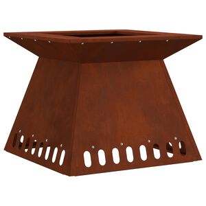 vidaXL Foyer de chemin&eacute;e Marron 48 x 48 x 40 cm Acier patin&eacute;