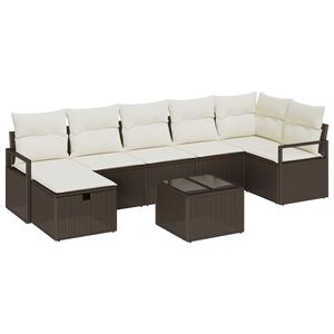 vidaXL Ensemble de canap&eacute; de jardin 8 pcs Marron Poly rotin