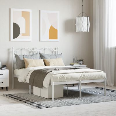 vidaXL Cadre de lit métal sans matelas et tête de lit blanc 120x190 cm