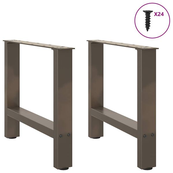 vidaXL Pieds de table basse en acier naturel 2 pi&egrave;ces 60 x (42-43) cm Acier