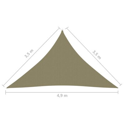 vidaXL Voile de parasol tissu oxford triangulaire 3,5x3,5x4,9 m beige