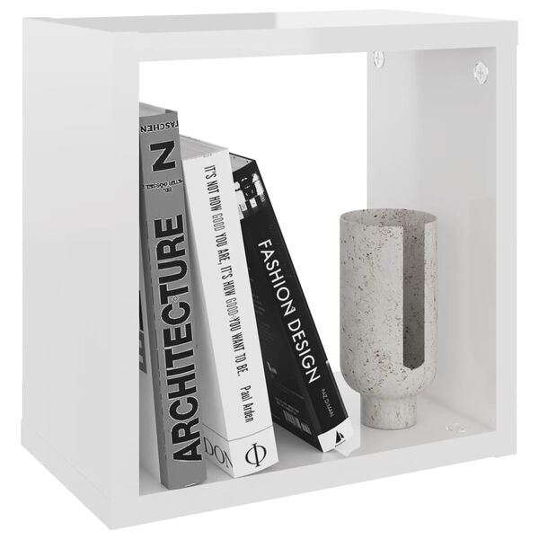 vidaXL &Eacute;tag&egrave;res cube murales 4 pcs Blanc brillant 26x15x26 cm