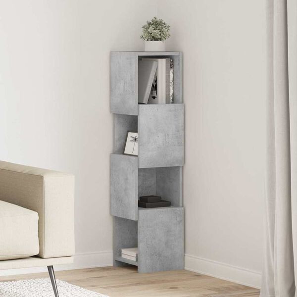 vidaXL Meuble d'angle Gris b&eacute;ton 25,5x25x102cm Bois d'ing&eacute;nierie