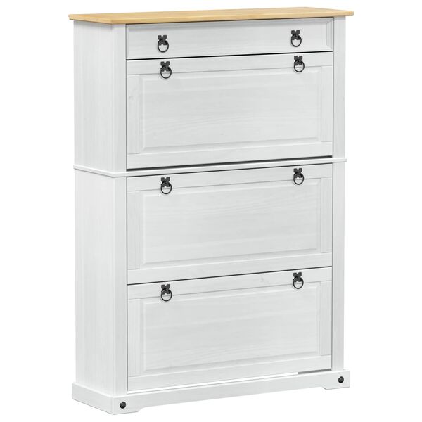 vidaXL Cabinet &agrave; chaussures Corona Blanc 99 x 32 x 138 cm Pin massif