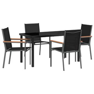 vidaXL Ensemble de salle &agrave; manger pour jardin 5 pcs Noir