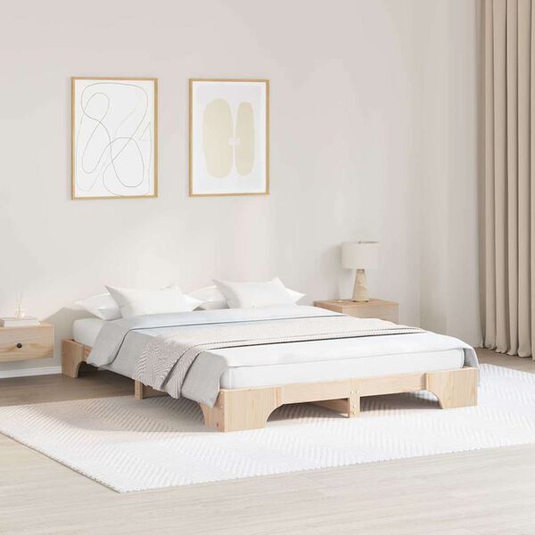 vidaXL Cadre de lit Naturel 150 x 200 cm Pin massif