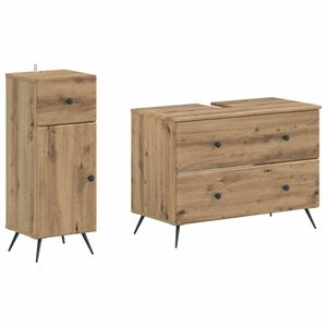 vidaXL Ensemble de 2 meubles de salle de bain BREDA Ch&ecirc;ne artisanal