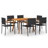 vidaXL Ensemble &agrave; manger de jardin 7 pcs Noir