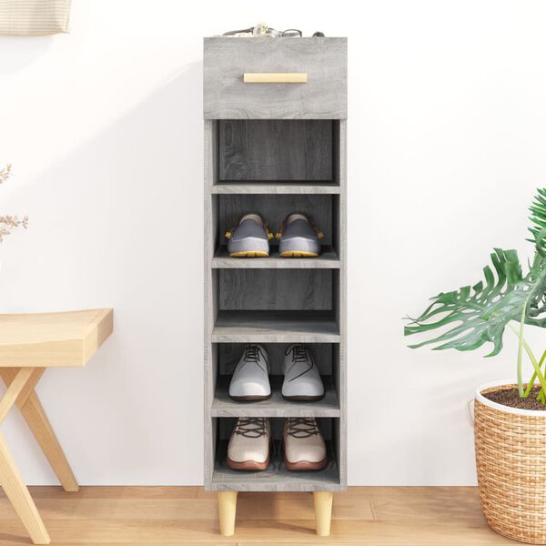 vidaXL Meuble &agrave; chaussures Sonoma gris 30x35x105 cm Bois d'ing&eacute;nierie
