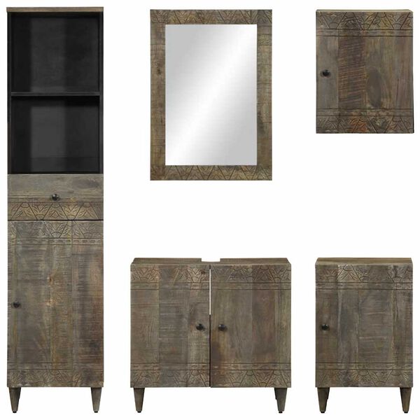 vidaXL Ensemble de meubles de salle de bain 5 pcs bois manguier massif