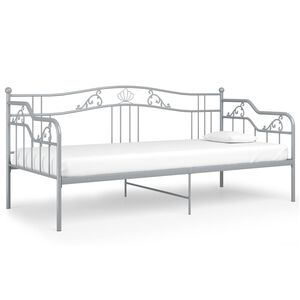 vidaXL Cadre de canap&eacute;-lit sans matelas gris m&eacute;tal 90x200 cm