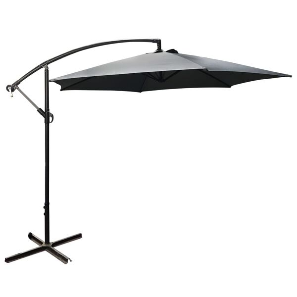 HI Parasol de jardin en porte-&agrave;-faux diam&egrave;tre 3 m anthracite
