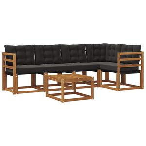 vidaXL Ensemble de canap&eacute;s d'ext&eacute;rieur 6 pc Naturel et Noir