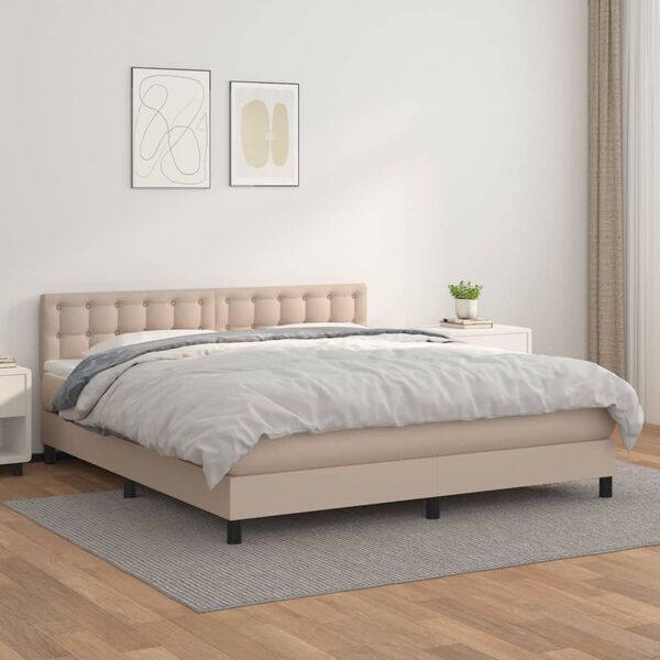 vidaXL Sommier à lattes de lit avec matelas Cappuccino 160x200 cm