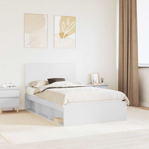 vidaXL Cadre de lit Blanc 120 x 190 cm Bois de pin massif