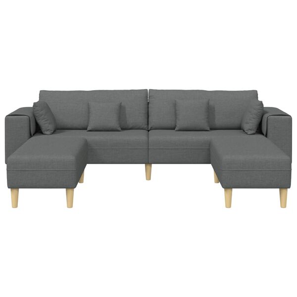 vidaXL Canap&eacute; avec coussin 3 pcs Gris fonc&eacute; tissu