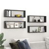 vidaXL &Eacute;tag&egrave;res cube murales 4pcs Noir brillant 80x15x26,5 cm