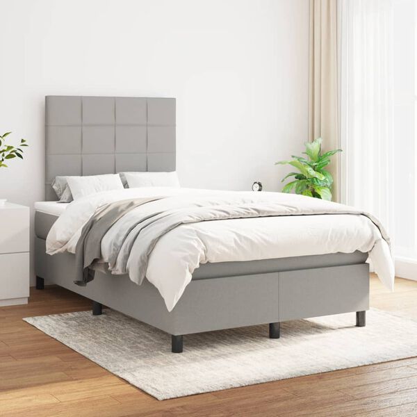 vidaXL Sommier &agrave; lattes de lit avec matelas Gris clair 120x200cm Tissu