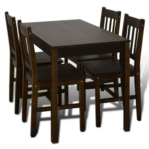 vidaXL Table de salle &agrave; manger avec 4 chaises Marron