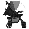 vidaXL Poussette pour bébé 2-en-1 Gris foncé et noir Acier