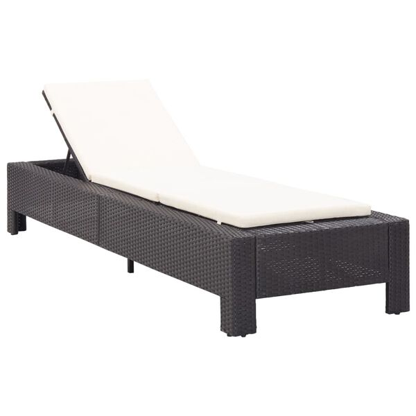 vidaXL Transat avec coussin Noir R&eacute;sine tress&eacute;e