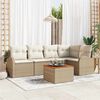 vidaXL Ensemble de canap&eacute; de jardin 6 pcs Beige et blanc