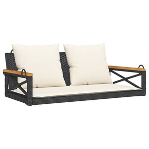 vidaXL Balancelle avec coussins noir 109x62x40 cm r&eacute;sine tress&eacute;e