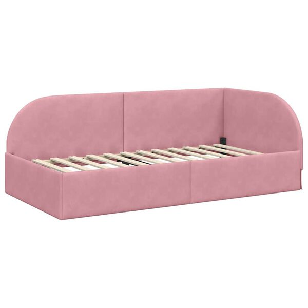 vidaXL Cadre de lit d'angle avec t&ecirc;te de lit Rose 100 cm x 200 cm